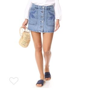 Rebecca Minkoff Rufus embroidered denim skirt